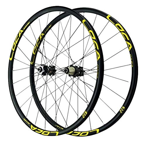 Ruote per Mountain Bike : GFYWZ Set di Ruote per Bicicletta MTB 26 27, 5 Freno A Disco da 29 Pollici Cerchio in Lega A Doppio Strato Ruota per Mountain Bike 6 Nottolini Cuscinetto Sigillato QR 1665G, Giallo, 27.5inch