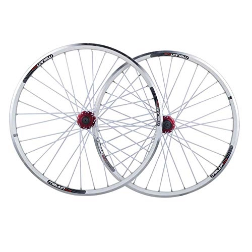 Ruote per Mountain Bike : GJJSZ Ruota per Cerchi per Mountain Bike, Set di Ruote per Bicicletta da 26 Pollici, Set di Ruote per Freni a Disco V-Brake a Doppia Parete a sgancio rapido 7-8-9-10 velocità, 32 Fori