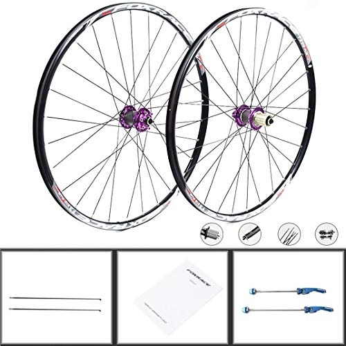 Ruote per Mountain Bike : GJZhuan Ruote 26 / 27.5 Pollici Mountain Bike, Alluminio Ruote in Mountain Bike Ruote Freni a Disco Rapido Rilascio Carbonio Mozzo in Fibra 24 Buche 7 / 8 / 9 / 10 / 11 velocit (Color : Purple, Size : 26inch)