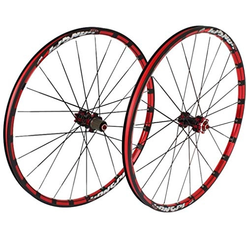 Ruote per Mountain Bike : LDDLDG Ruota Cerchio Bici 26 / 27.5 Pollici Mountain Wheel Set 5 Cuscinetti 120 Anelli Diritti di tiro del Freno a Disco Bicycle Wheel Set (Color : Black+Red, Size : 26inch)