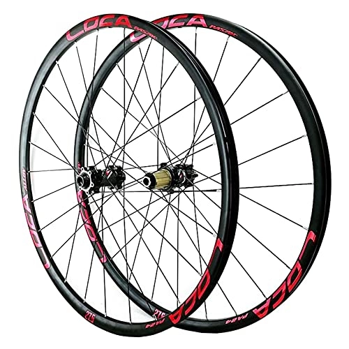 Ruote per Mountain Bike : LICHUXIN Superlight Set Ruote Bici da Corsa su Strada Perno Passante 700C MTB Cerchi in Lega Freno A Disco 24 Fori 8 9 10 11 12 velocità (Color : Red-1, Size : 700C)