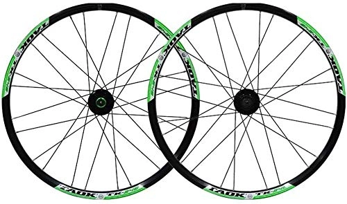 Ruote per Mountain Bike : LILIS Cerchi Bici Bike Wheel Set da 24" in Lega di MTB della Rotella Doppia Parete Rim Pneumatici 1, 5-2, 1" 24H Freno a Disco 7-11 velocità Palin Hub Quick Release (Color : Green-B)