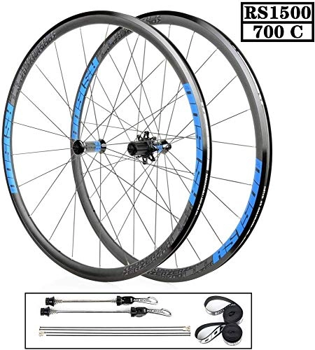 Ruote per Mountain Bike : LIMQ 700C Wheelset Road Bike Rim Alloy V Brake for 700 X 19-32C Tubeless And Ordinary Tyres 21mm Larghezza Blue, OrdinaryTireStylewheel
