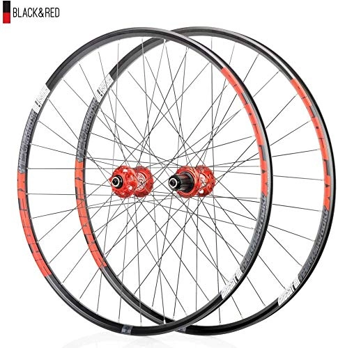 Ruote per Mountain Bike : LIMQ Ruota per Bicicletta 26 / 27 5 / 29 Pollici Coppia di Ruote Cerchio MTB Doppia Parete 18 5 Mm Freno A Disco QR Anteriore E Posteriore 8 9 10 11 velocità, Red-29er