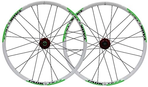 Ruote per Mountain Bike : LIUSHENGFUBH Cerchi Bici Bike Wheel Set da 24" in Lega di MTB della Rotella Doppia Parete Rim Pneumatici 1, 5-2, 1" 24H Freno a Disco 7-11 velocità Palin Hub Quick Release (Color : Green)