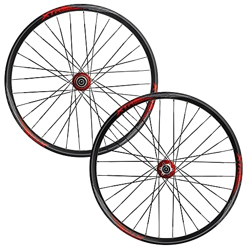 Ruote per Mountain Bike : LSRRYD Ciclismo Ruote MTB Ruota Bici 26" / 27.5" / 29" per Mountain Bike Cerchio in Lega Doppia Parete Freno Disco 7-11 velocità Card Hub Cuscinetto Sigillato QR 32H (Color : Red, Size : 29in)