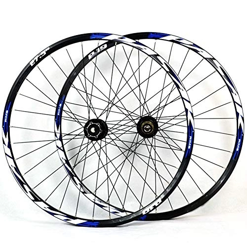 Ruote per Mountain Bike : LYzpf Cerchio Ruota Bici Mountain Bike Anteriore Posteriore Set Cerchi Disco Bicicletta 26 / 27.5 / 29 inch Accessori Attrezzature Lega Dlluminio, Blue, 26inch