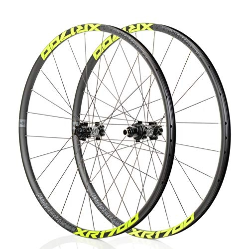 Ruote per Mountain Bike : Mountain Bike 26 / 27.5 Pollici Wheels, Classic MTB, Road Racing Lega, NBK F2 / R4, 6Pawls 72click Sistema, Adatta for Bici da Strada, da Corsa (Nero / Verde Chiaro) (Size : 27.5")