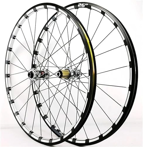 Ruote per Mountain Bike : Mountain Bike Wheelset 26"27.5"29'' Through Axle Wheels Front And Rear 24 Hole Hubs 7 8 9 10 11 12 Speed Cassettes (Color : Silver, Size : 26'')