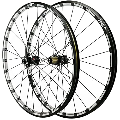 Ruote per Mountain Bike : MTB Ruota 26" / 27, 5" / 29" Mountain Bike Ruote Perno Passante Freno A Disco Davanti Parte Posteriore Ruota 7 8 9 10 11 12 Velocità Cassetta Ruota Libera 24 Buche 1750g