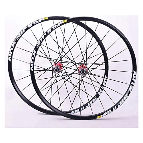 Ruote per Mountain Bike : Oksmsa MTB 26 / 27, 5 / 29 Pollici Mountain Bike Set di Ruote Fibra Carbonio Centro Cuscinetto Sigillato Freno A Disco Rilascio Rapido 8 9 10 11 velocità Cassetta (Color : Red hub, Size : 26inch)