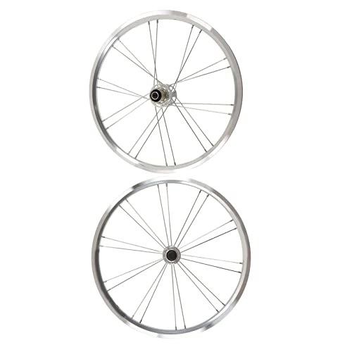 Ruote per Mountain Bike : Okuyonic Set di ruote pieghevoli per bici, argento 20 pollici Mountain Bike Wheelset alla moda per guida stabile