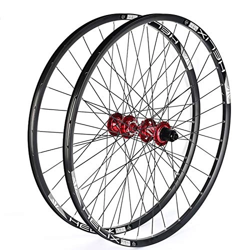 Ruote per Mountain Bike : QDY-Set Ruote per Mountain Bike TR25 con ASSE a Barilotto da 26 Pollici Versione 4 con Mozzo Rosso