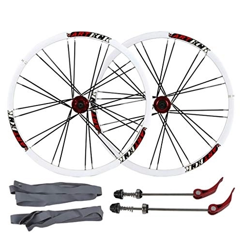 Ruote per Mountain Bike : QHY Ruote Ruote da 26 Pollici per Mountain Bike, Set di Ruote per Bici MTB con Doppio Bordo Rilascio rapido Freno a Disco 7 8 9 10 velocità Tamburo in Lega 24H (Color : White, Size : 26inch)