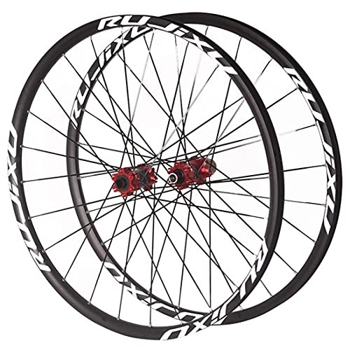 Ruote per Mountain Bike : QHYRZE Mountain Bike Disco Freno Set di Ruota 26 / 27.5 / 29'' MTB Bici Cerchio 24 Fori Mozzo 7 / 8 / 9 / 10 / 11 velocità Cassetta 1590g (Color : Red, Size : 29'')