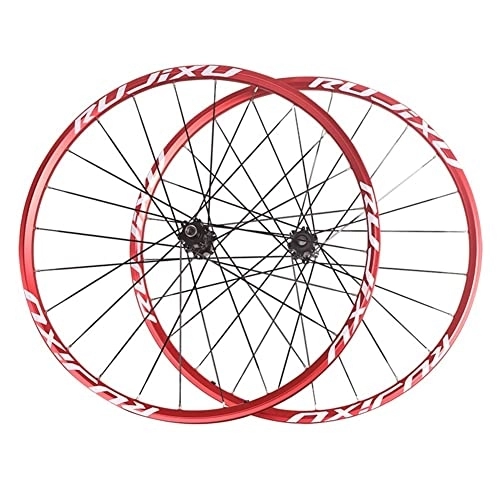 Ruote per Mountain Bike : QHYRZE Set di Ruota Bici MTB 26 / 27.5 / 29" Mountain Bike Ruotas Bicicletta Lega 24 Fori Disco Freno Mozzo 8 / 9 / 10 / 11 velocità Cassetta Pignoni 1920g Rosso (Size : 26'')