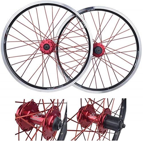 Ruote per Mountain Bike : QQJK - Set di ruote per mountain bike, in lega di alluminio, a doppia parete, 20 pollici, con mozzo V-Brake (anteriore e posteriore) a sgancio rapido, disco a 32 fori, 7 / 8 / 9 / 10 velocità