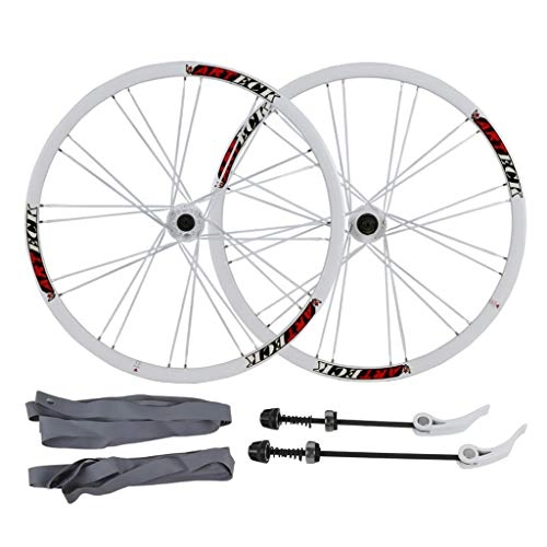 Ruote per Mountain Bike : RSTO Mountain Bici Coppia Ruote 26, MTB Anteriore Posteriore Ruote 26 Pollici, 24H Doppio Muro Rim per 7 8 9 10 velocità (Color : White)