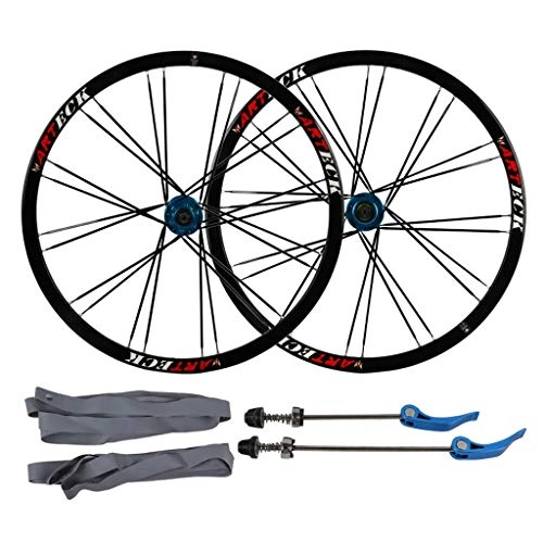 Ruote per Mountain Bike : RSTO MTB Bici Coppia Ruote 26 Pollici, 7 8 9 10 velocità 24H Doppio Muro Rim Set di Ruote per Mountain Bike, Ciclismo su Strada, Bici da Città e Fixed-Gear Bicicletta (Color : Black Hub)