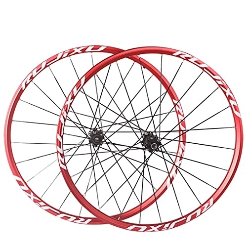 Ruote per Mountain Bike : RUJIXU 26 27.5 29" Set Ruota Bici Mountain Bike MTB Bicicletta Ruota Posteriore E Anteriore Lega Alluminio Cerchio 24 Fori Disco Freno Mozzo 7 8 9 10 11 velocità Cassetta (Color : Rot, Size : 26")