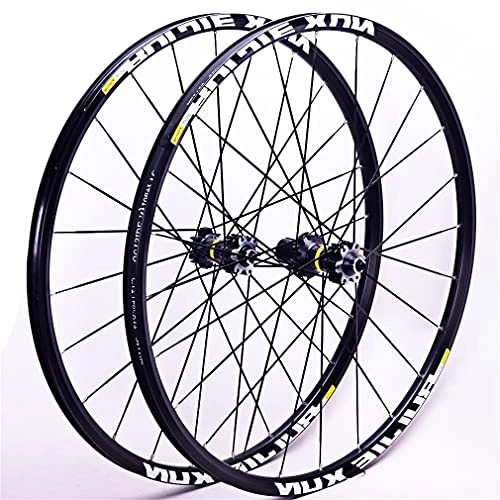 Ruote per Mountain Bike : RUJIXU MTB Bike Wheelset 26 / 2.75 / 29" 24H diritto tirare razze piatte, sgancio rapido, mozzo in carbonio freno a disco ruote per 7-11 velocità cassetta nero (colore : nero, dimensioni: 27, 8 cm)