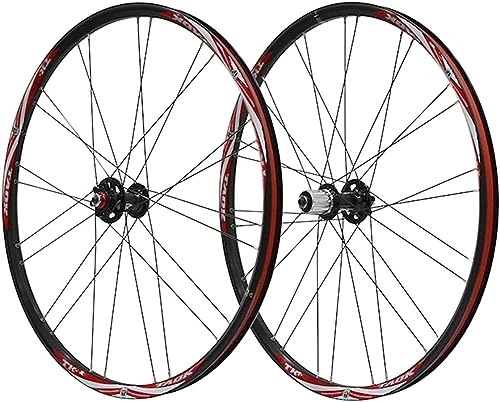 Ruote per Mountain Bike : Ruote da ciclismo Set di ruote for freni a disco for mountain bike Set di ruote for bicicletta a sgancio rapido da 26" Coppia di ruote for bicicletta (Color : Red, Size : 26'')