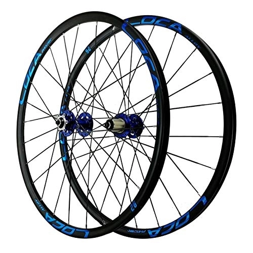 Ruote per Mountain Bike : Ruote per Bicicletta, Lega di Alluminio Cerchio per Mountain Bike A Due Piani Freni A Disco Sei Fori di Montaggio dei Chiodi Bici Ruote 26 / 27, 5" (Color : Blue hub, Size : 26inch)