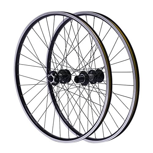 Ruote per Mountain Bike : Set di ruote anteriori per mountain bike, 27, 5 pollici, in lega di alluminio, facile da montare, colore nero