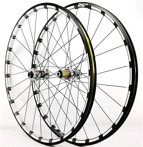 Ruote per Mountain Bike : Set di ruote for mountain bike 26"27.5"29'' Ruote con asse passante Mozzi anteriori e posteriori a 24 fori Cassette 7 8 9 10 11 12 velocità (Size : Silver_26'')