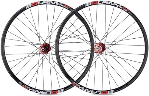 Ruote per Mountain Bike : Set di ruote for mountain bike 27, 5'' 29 pollici Cerchi in alluminio MTB Freno a disco 4 Perrin, set di ruote con asse a botte (Size : Red_27.5inch)