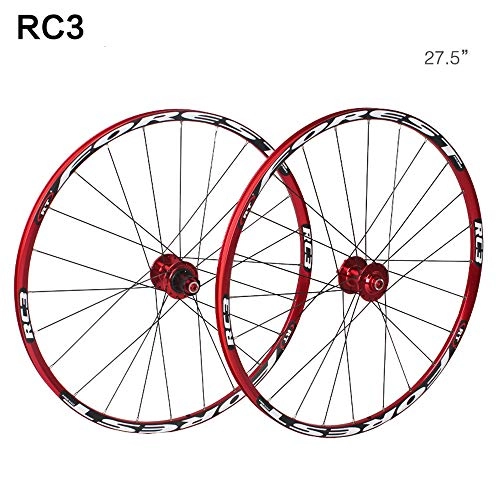 Ruote per Mountain Bike : Set di ruote mountain bike MTB doppia parete Lega alluminio Mozzo ruota libera Rilascio rapido Cuscinetti sigillati Coppia ruote Montagna Bicicletta Ciclismo anteriore e posteriore bici, Rosso , 27.5"