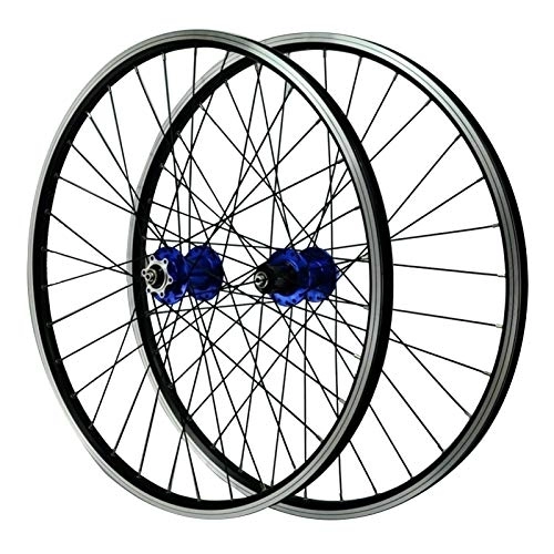Ruote per Mountain Bike : Set di ruote per bici, cerchione a doppia parete da 26 pollici Freno a disco a sgancio rapido Mountain Bike V Freno Ruote da ciclismo per esterni (Colore : Blu) (Blu)