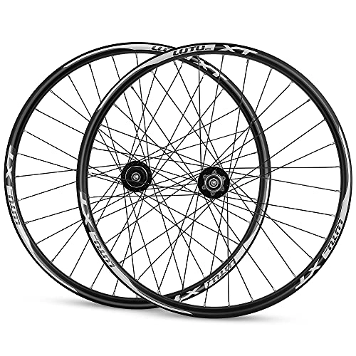 Ruote per Mountain Bike : Set di Ruote per Freni a Disco per Mountain Bike 26" 27.5" 29" Ruote MTB QR Quick Release 32H Mozzo a Cassetta per Cerchioni per Bicicletta per 7 / 8 / 9 / 10 / 11 / 12 velocità 2015g (Color : Black hub, Size
