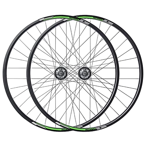 Ruote per Mountain Bike : Set di ruote per freno a disco MTB 27.5'' Cerchio per mountain bike Ruote posteriori anteriori a sgancio rapido Set di ruote per bicicletta Mozzo 32H per cassetta velocità 7 / 8 / 9 / 10 (Color : Green, Siz