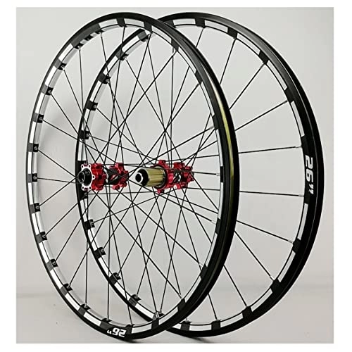 Ruote per Mountain Bike : Set di Ruote per Mountain Bike 26 / 27, 5 / 29 Pollici Freno A Disco ASSE Passante Cerchi in Lega MTB Cuscinetto Sigillato Ruote per Cassetta 7 8 9 10 11 12 velocità (Color : Red, Size : 26'')