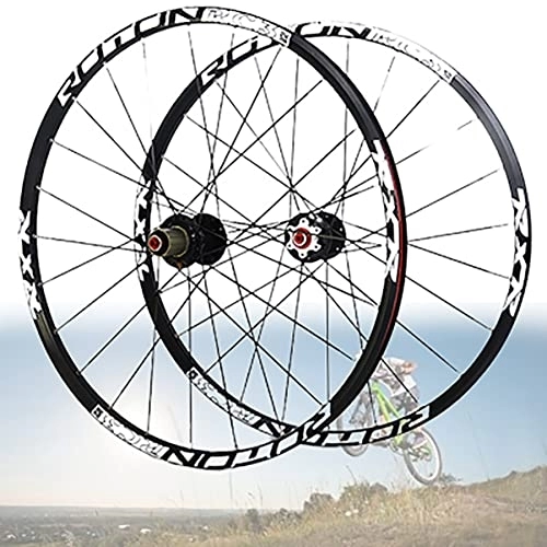 Ruote per Mountain Bike : Set di Ruote per Mountain Bike 26 27, 5 29 Pollici Lega di Alluminio 24H Cerchio Freno A Disco Sgancio Rapido Ruota Fibra di Carbonio Mozzo Cassetta 9-11 velocità (Color : Black, Size : 26'')