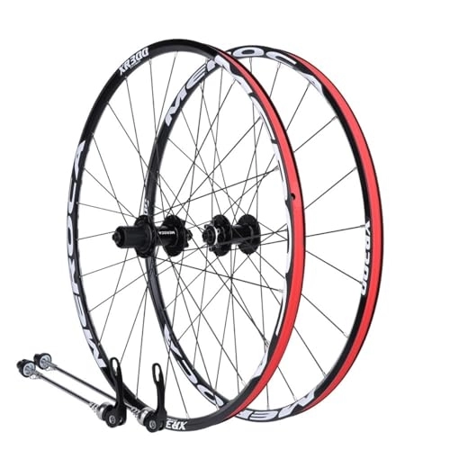 Ruote per Mountain Bike : Set Ruote Per Mountain Bike 26 / 27, 5 Pollici Doppio Disco 6 Fori QR Ruote Bici In Lega Alluminio Cerchio Doppia Parete Set Ruote MTB 28 Fori 5 Mozzi Cuscinetti Per Cassetta 8-11 Velocità (Color : Blac