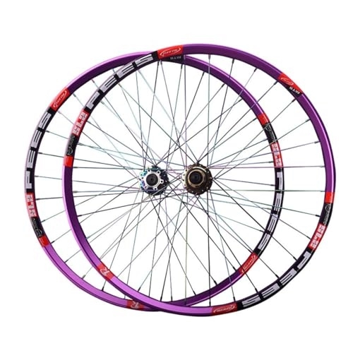 Ruote per Mountain Bike : Set Ruote Per Mountain Bike Sgancio Rapido Cerchi In Lega Alluminio Doppia Parete Set Ruote Per Freni Disco 6 Fori 26 / 27.5 / 29" Mozzi Cuscinetti Sigillati Set Ruote MTB Per 7-12S (Color : Purple, Siz