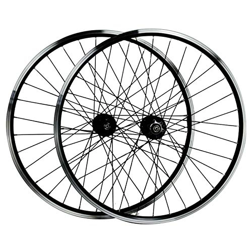 Ruote per Mountain Bike : SJLA Ruote per Bicicletta 26 Pollici, Ruote per Mountain Bike Lega di Alluminio A Doppia Parete Freno A Disco V Freno 7 / 8 / 9 / 10 / 11 velocità (Color : Black)