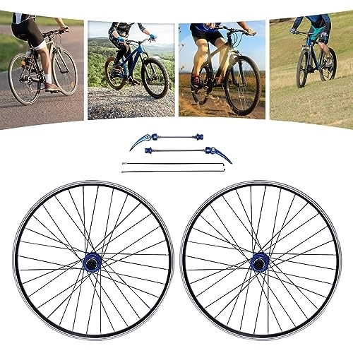 Ruote per Mountain Bike : SOLOCJNL Set di ruote per mountain bike, 29", mozzo blu, in lega di alluminio, MTB, freno a disco con sgancio rapido e carico di 200 kg, adatto per cassetta da 7 / 8 / 9 / 10 / 11 / 12S
