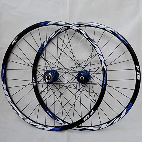 Ruote per Mountain Bike : WANGYONGQI 26 '' 27, 5"32Holes Disco Freno Mountain Bike Ruote Sei Fori Centerlock Bicycle Wheels Anteriore 2 Posteriore 4 Cuscinetti sigillati, 26bluewheels