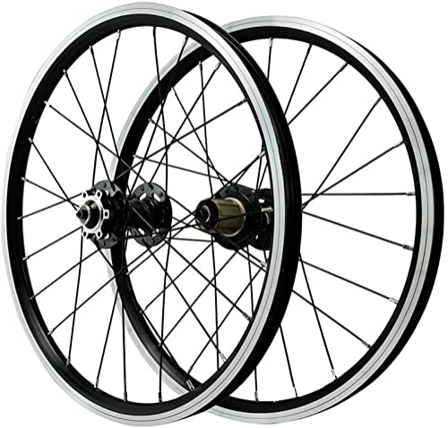 Ruote per Mountain Bike : Wheelset 20 inch Mountain Bicycle Wheelset, 24 Holes V Brake / Disc Brake / Rim Brake Double Walled Aluminum Alloy MTB 7 / 8 / 9 / 10 / 11 / 12 velocità Road Wheel (Color : Black, Size : 20")