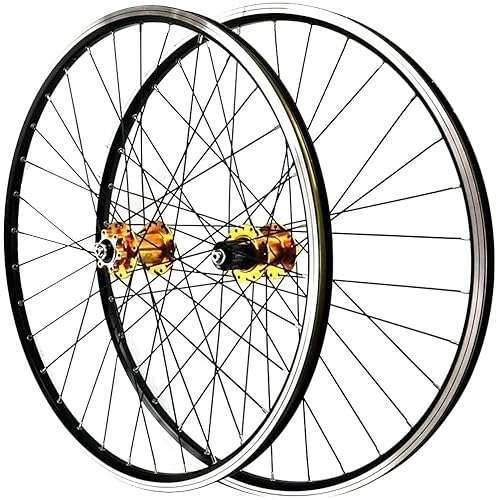 Ruote per Mountain Bike : Wheelset 26 27.5 29"Wheelset da Mountain Bike, Ruote for Biciclette 32 Fori hub QR. Freno a Disco V Freno MTB. Rim for Il 7 / 9 / 9 / 10 / 11 / 12 velocità Cassetta Road Wheel (Color : Gold, Size : 29inch)