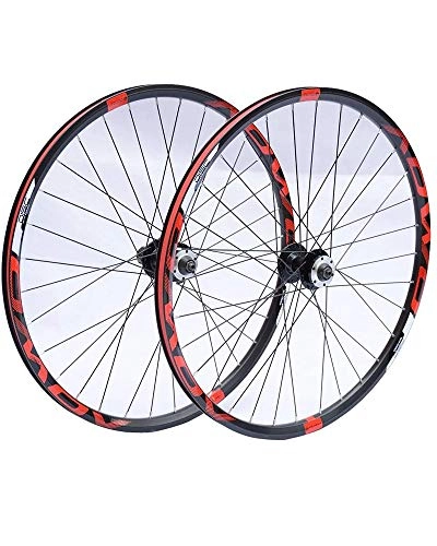 Ruote per Mountain Bike : WXX 26 / 27.5 / 29 Pollici Mountain Bike Set di Ruote da 32 Foro Doppia Parete in Lega di Alluminio Rim Freno A Disco, per 7 8 9 10 velocità Carta Hub, Rosso, 26 Inches