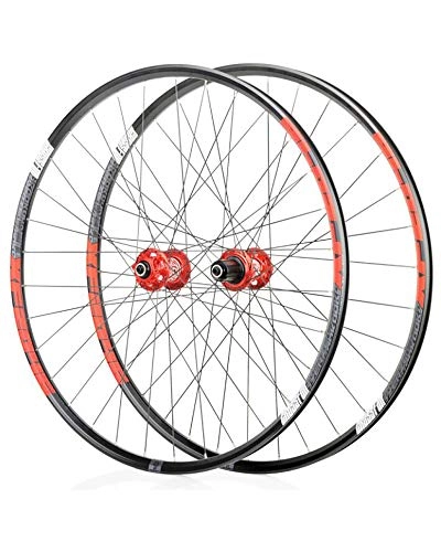 Ruote per Mountain Bike : WXX Set Ruote Bici A Doppia Parete, per Ruote da Mountain Bike da 26 / 27, 5 / 29 Pollici A Sgancio Rapido con Freno A Disco 8 9 10 11 velocità, Rosso, 26 inch