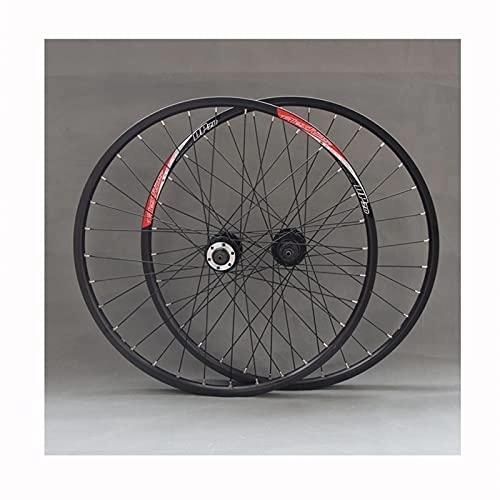 Ruote per Mountain Bike : YUDIZWS Set Ruote Bici Mountain 26 / 27.5 Pollici Freno Disco Cerchioni MTB A Doppia Parete Rilascio Rapido Cassetta Perline Sparse 8 / 9 / 10 di velocità (Color : Black, Size : 27.5inch)