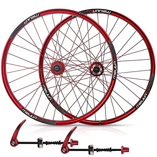 Ruote per Mountain Bike : Zatnec Coppia Ruote per Mountain Bike 26", Ruote per Bici con Freno A Disco per Cassetta 7 8 9 10 velocità, Ruote da Bicicletta 32H Cerchio da Ciclismo per Ruote MTB (Color : Red)
