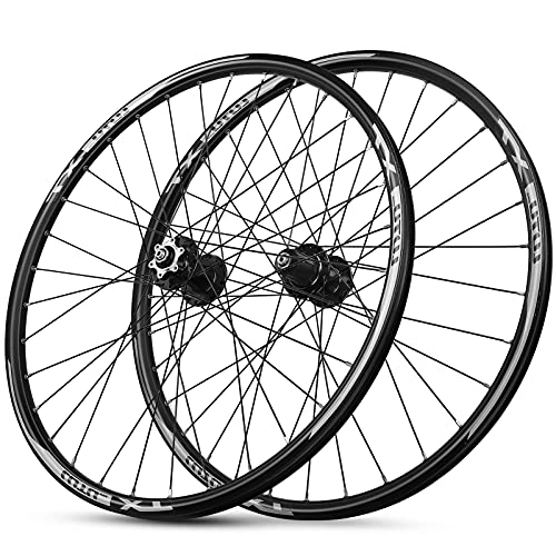Ruote per Mountain Bike : ZCXBHD MTB Set Ruote Bici Alluminio Mozzo in Lega 26" Bicicletta Freno Disco Rilascio Rapido 32 Raggi per 8 9 10 11 Volano A Cassetta (Color : Black)