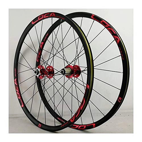 Ruote per Mountain Bike : ZFF Bicicletta Set di Ruote 26 / 27, 5 / 29 Pollici per MTB Lega Alluminio Doppio Muro Cerchi Freno A Disco 7-12 velocità Cassetta Rilascio Rapido 24 Fori (Color : Red 1, Size : 29in)