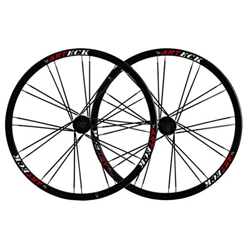 Ruote per Mountain Bike : ZNND 26 Pollici Set di Ruote for Mountain Bike Cerchio MTB in Lega di Alluminio A Doppia Parete Rilascio Veloce Freno A Disco 24H 7-10 velocità (Color : Black)